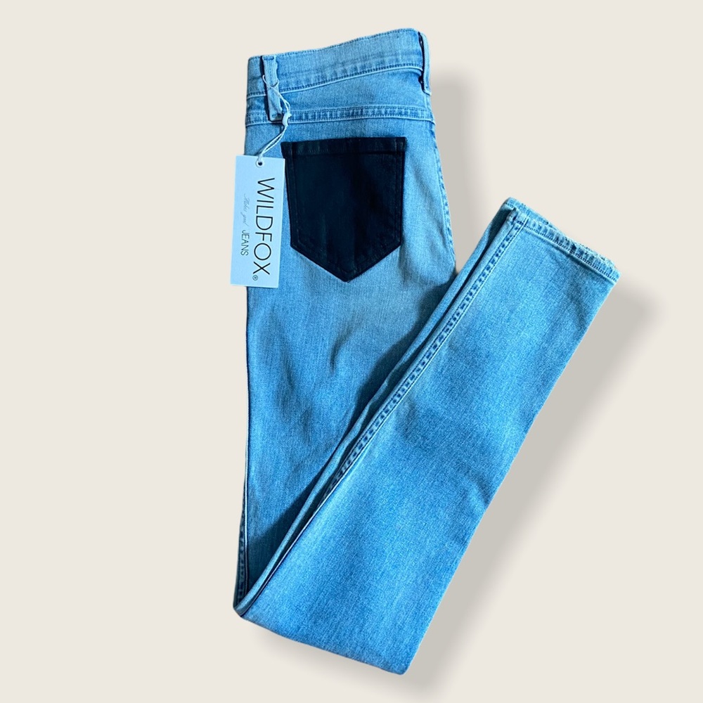 NWT Wildfox Faux Leather Panel Mid-Rise Jeans
